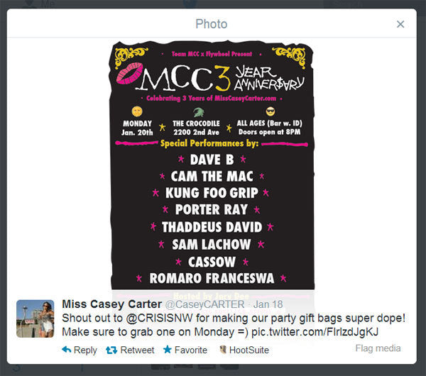 Casey Carter's MCC 3-Year Anniversary Party