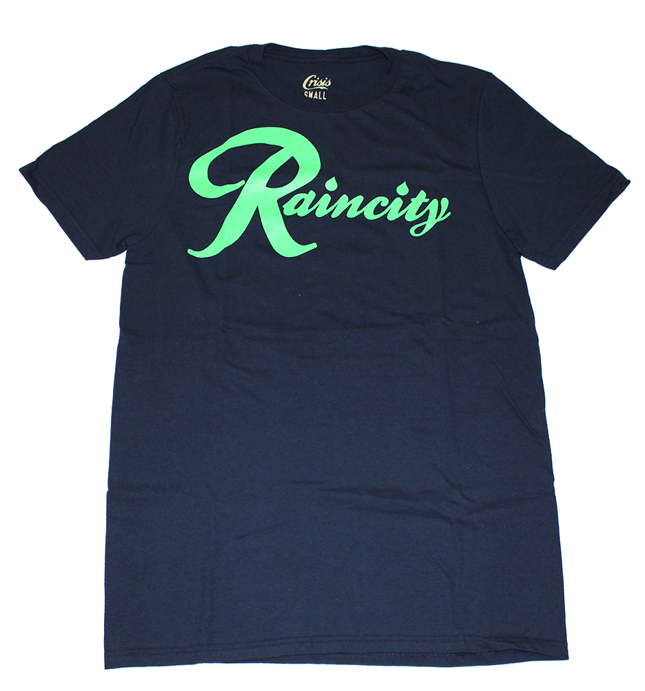 Raincity (Men's T-Shirt) Action Green/Navy - The North West Clothing