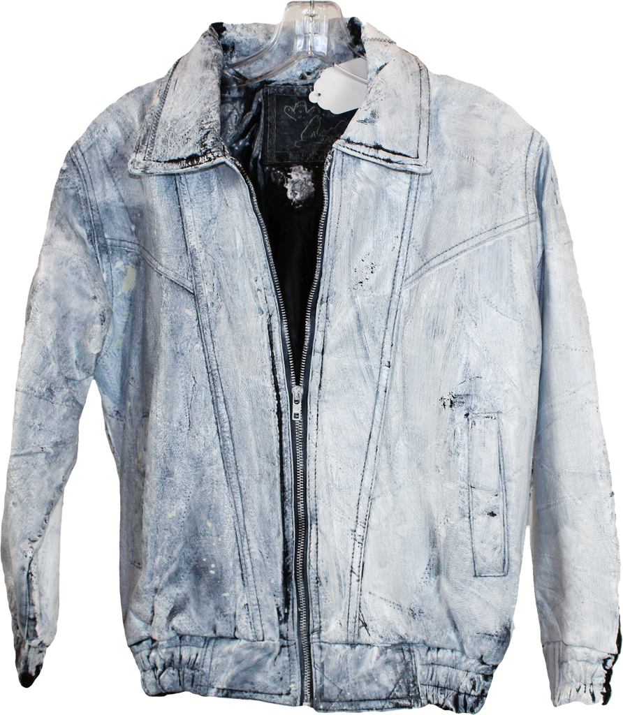 Wolfdelux White Painted Leather Jacket, Youth Large - The North West Clothing