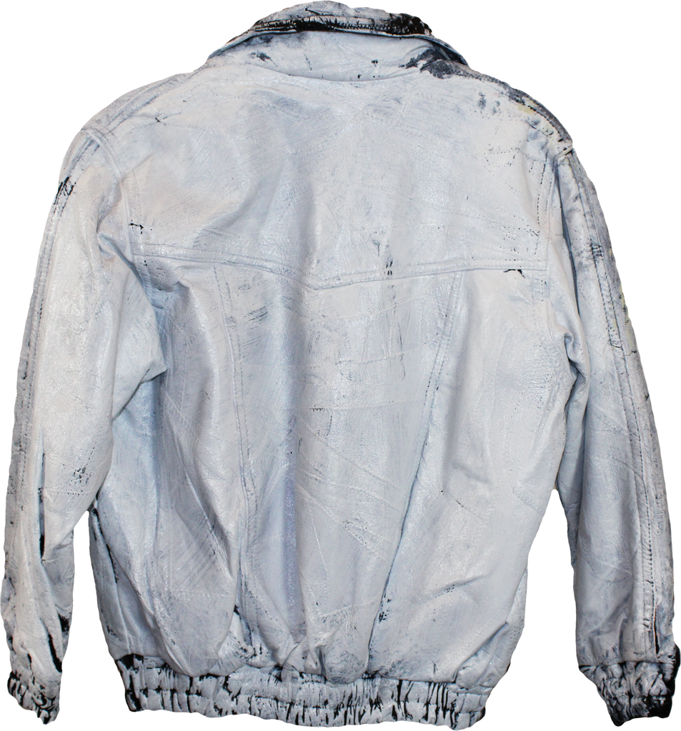 Wolfdelux White Painted Leather Jacket, Youth Large - The North West Clothing