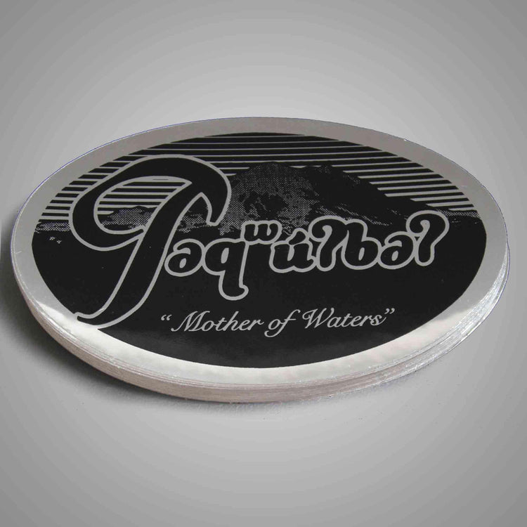 təqʷuʔbəʔ (Mount Tacoma / Rainier) Chrome Vinyl Sticker, 5x3" Oval