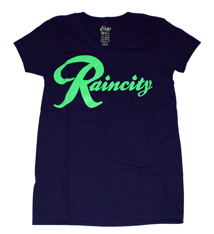 Raincity (Women's V-Neck) Action Green/Navy