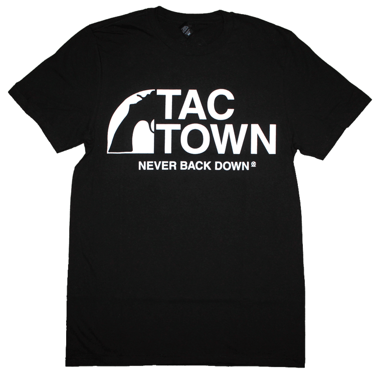 Tac Town Never Back Down T-Shirt (Men's) Black/White
