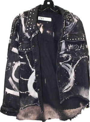 Wolfdelux Women's Studded Denim Jacket, Medium