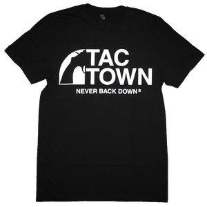Tac Town Never Back Down T-Shirt (Men's) Black/White