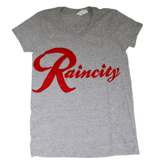 Raincity (Women's V-Neck) Concrete/Red