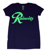 Raincity (Women's V-Neck) Action Green/Navy - image 2